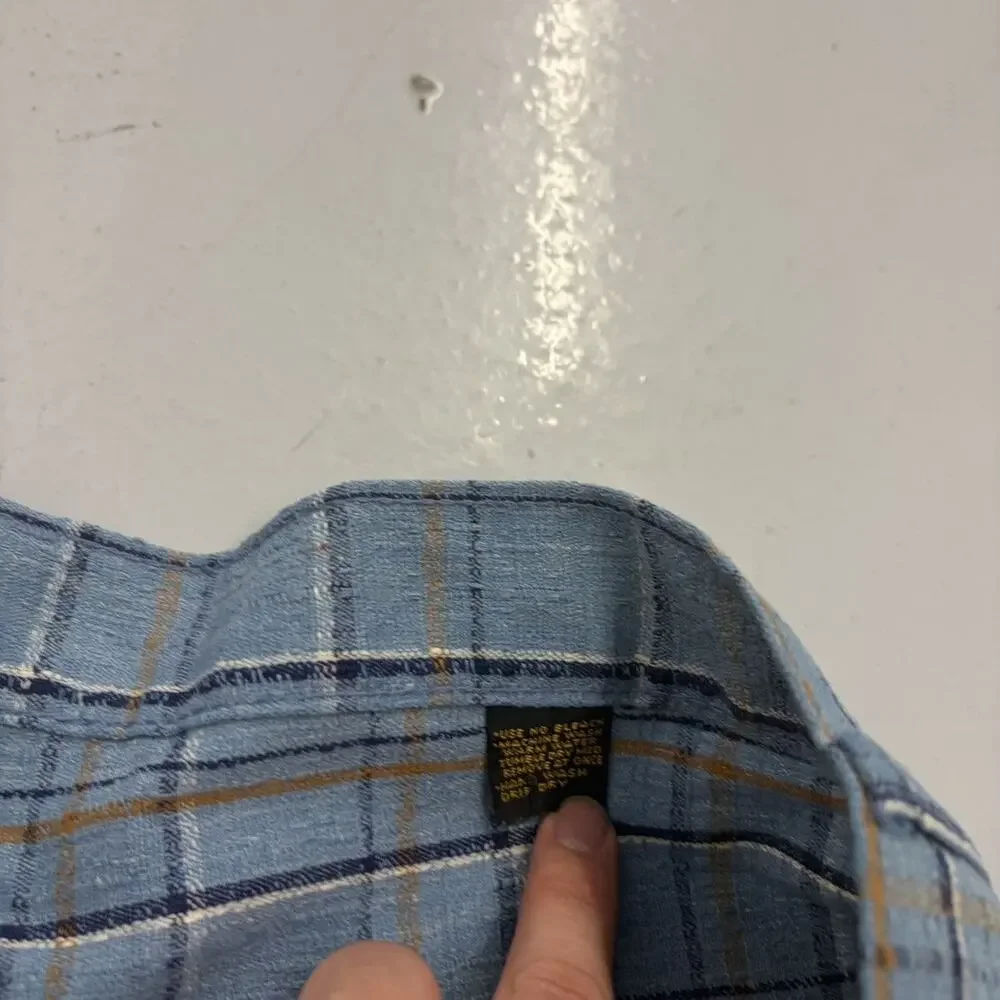 Vintage 70s Mann Blue Plaid Knit Bell Bottom Trousers 32x28